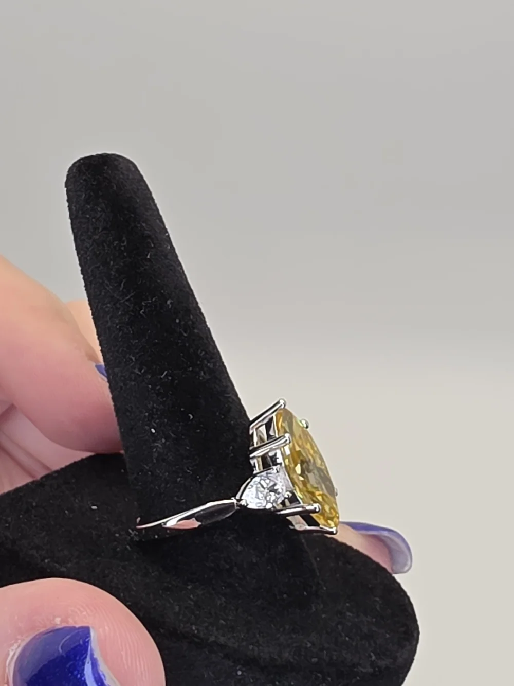 5ct Yellow Marquise Moissanite Center Stone Ring S925 Size 8